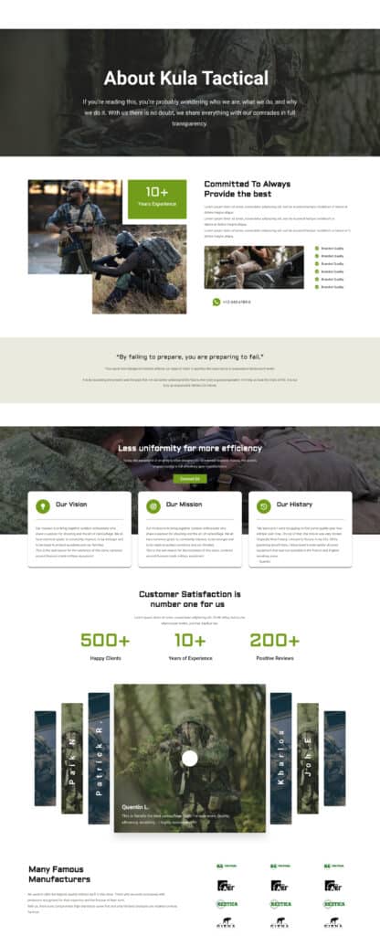 Informational Page Design for Kula Tactical : Case Study